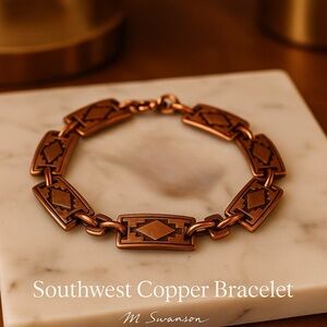 Sunrise Copper Southwest Link Bracelet 100% Solid Copper – NWT – Made in USA 6”